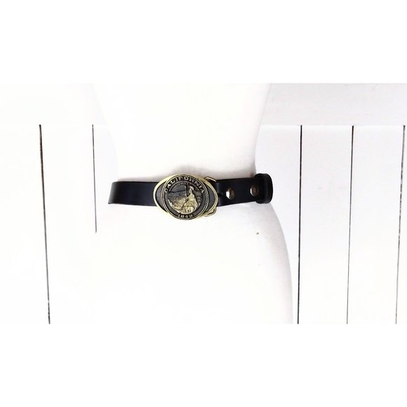 Heritage Collection Mint Other - Black leather large metal California 1849 solid brass buckle